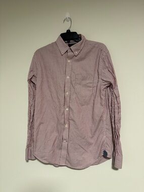 Banana Republic Factory Red and White Striped Button-Down Shirt